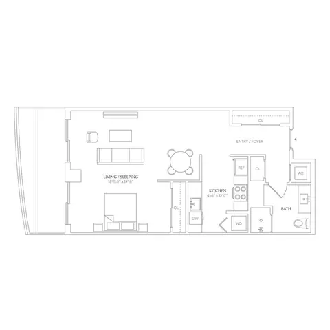 Floor plan x02 - Floors 2-4 - Shoreline East, Studio · 1 bath