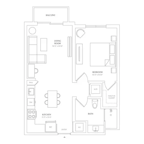 Floor plan x10 - Villa Sole, 1 bed · 1 bath · 689 sf
