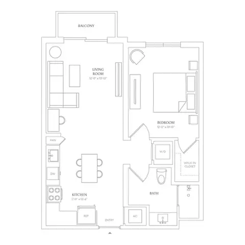 Floor plan x29 - Villa Sole, 1 bed · 1 bath · 689 sf