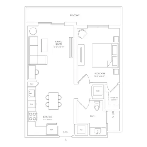 Floor plan 614 - Villa Sole, 1 bed · 1 bath