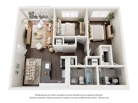 Floor plan B2, 2 beds · 2 baths · 900 sf
