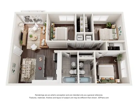 Floor plan C3R, 3 beds · 2 baths · 1,200 sf