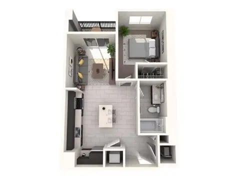 Floor plan Churchill, 1 bed · 1 bath · 657 sf