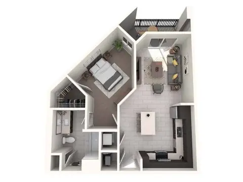 Floor plan Belicoso, 1 bed · 1 bath · 701 sf