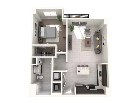 Floor plan Perfecto, 1 bed · 1 bath · 841 sf
