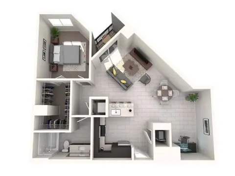 Floor plan Panetela, 1 bed · 1 bath · 906 sf