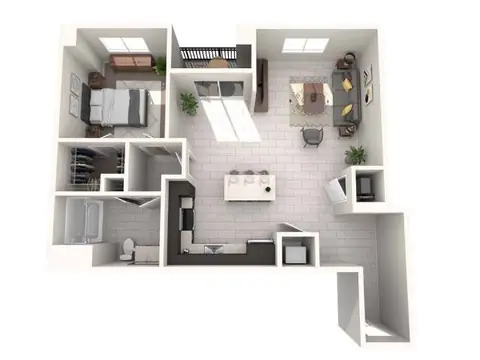 Floor plan Amarillo, 1 bed · 1 bath · 940 sf