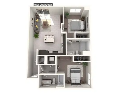 Floor plan Lanceros, 2 beds · 2 baths · 998 sf