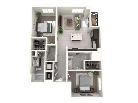 Floor plan Figurado, 2 beds · 2 baths · 1,031 sf