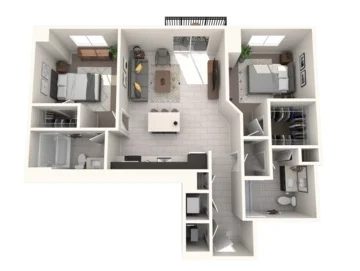 Floor plan Parejos, 2 beds · 2 baths · 1,039 sf