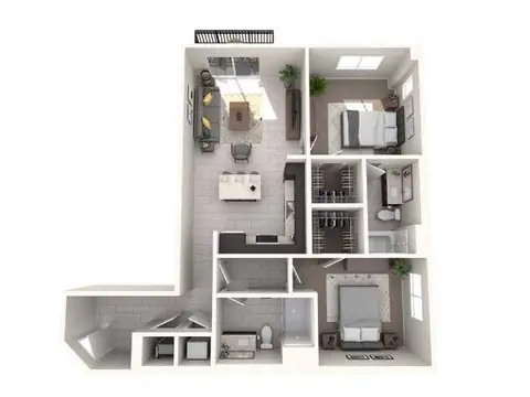 Floor plan Gordito, 2 beds · 2 baths · 1,082 sf