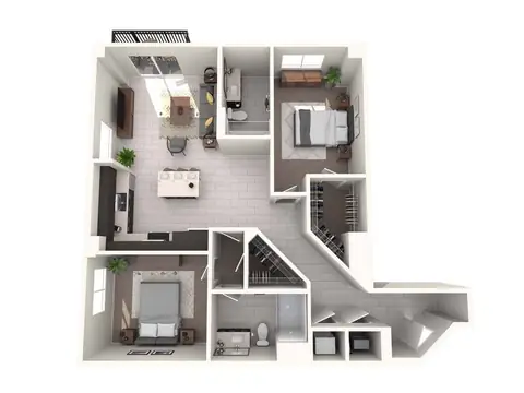 Floor plan Gorda, 2 beds · 2 baths · 1,155 sf