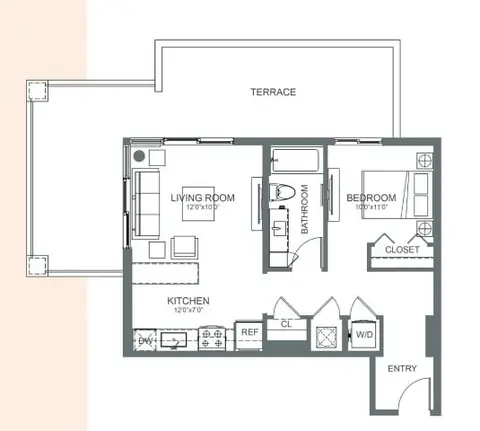 Floor plan S10, Studio · 1 bath
