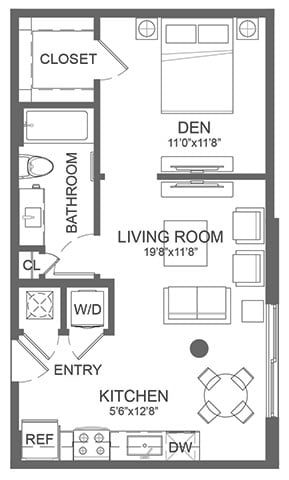 Floor plan S5, Studio · 1 bath