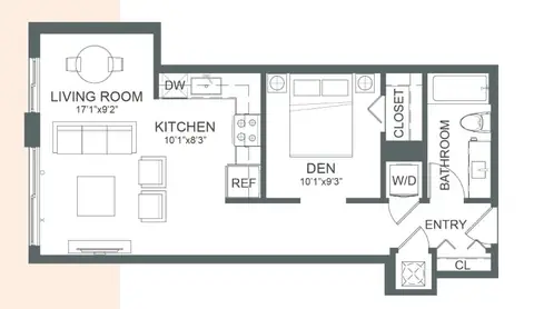 Floor plan S9, Studio · 1 bath