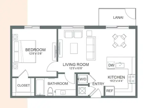 Floor plan A13, 1 bed · 1 bath