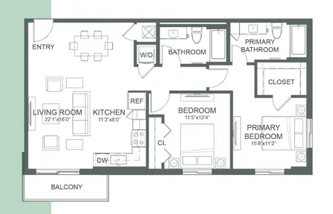 Floor plan B10, 2 beds · 2 baths