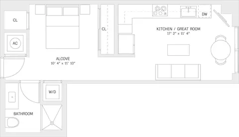 Floor plan Studio-S2, Studio · 1 bath · 500 sf