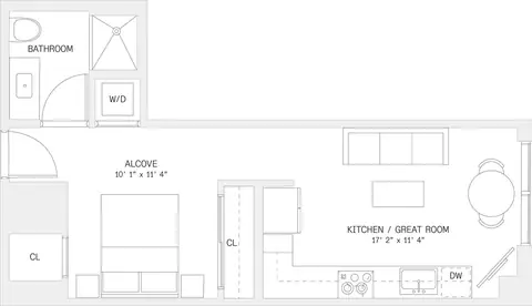 Floor plan Studio-S3, Studio · 1 bath · 500 sf
