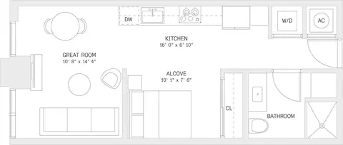Floor plan Studio-S1, Studio · 1 bath · 535 sf