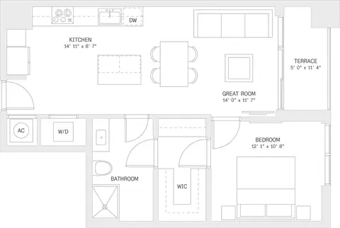 Floor plan 1 Bed/ 1 Bath-A3, 1 bed · 1 bath · 706 sf
