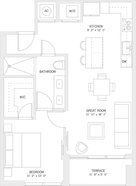 Floor plan 1 Bed/ 1 Bath-A1, 1 bed · 1 bath · 730 sf