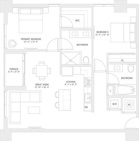 Floor plan 2 Bed/ 2 Bath-B3, 2 beds · 2 baths