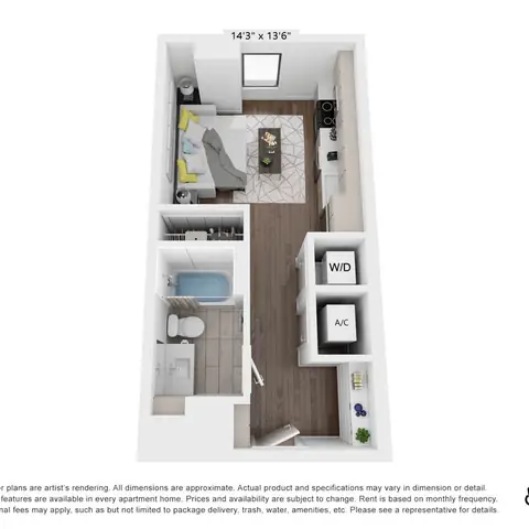 Floor plan ST3, Studio · 1 bath · 408 sf