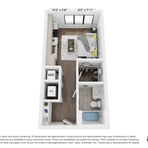 Floor plan ST1, Studio · 1 bath