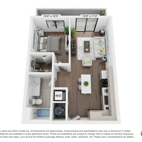 Floor plan A1, 1 bed · 1 bath · 652 sf