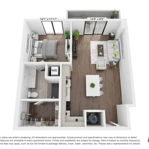 Floor plan A5, 1 bed · 1 bath · 770 sf