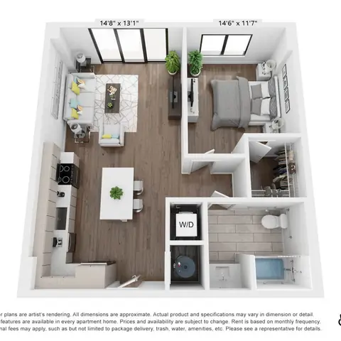 Floor plan A3, 1 bed · 1 bath · 779 sf