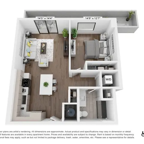 Floor plan A2, 1 bed · 1 bath