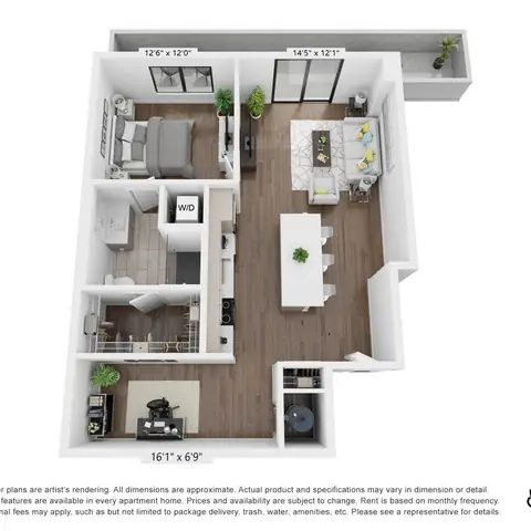 Floor plan A4, 1 bed · 1 bath