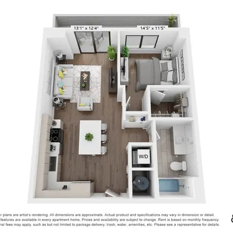 Floor plan A7, 1 bed · 1 bath