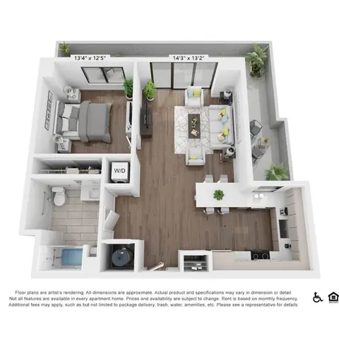 Floor plan A8, 1 bed · 1 bath