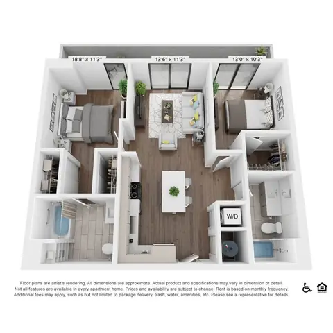Floor plan B3, 2 beds · 2 baths