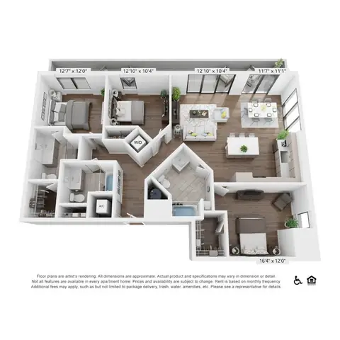 Floor plan C3, 3 beds · 3 baths