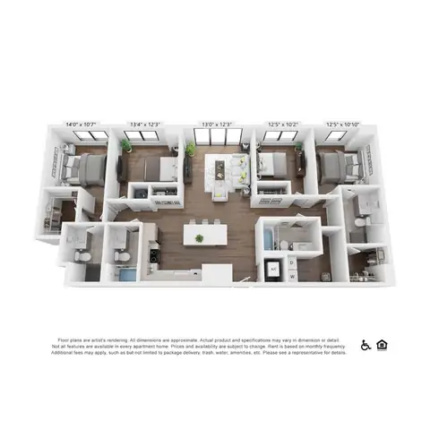 Floor plan D2, 4 beds · 4 baths
