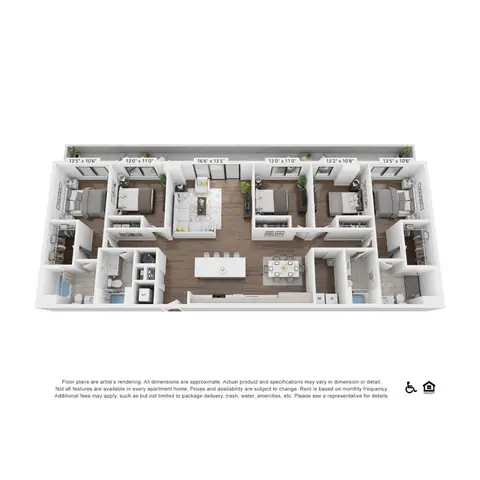 Floor plan E1, 5 beds · 4 baths