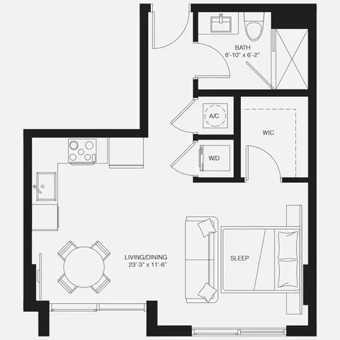 Floor plan S5, Studio · 1 bath · 548 sf