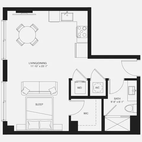Floor plan S4, Studio · 1 bath · 560 sf