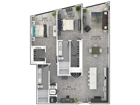 Floor plan C9P, 2 beds · 2 baths · 1,545 to 1,570 sf