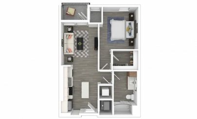 Floor plan Design, 1 bed · 1 bath · 647 to 729 sf