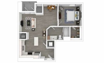 Floor plan Edgewater, 1 bed · 1 bath · 862 sf