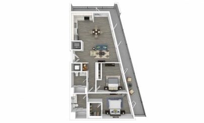 Floor plan Midtown, 2 beds · 2 baths · 1,103 sf