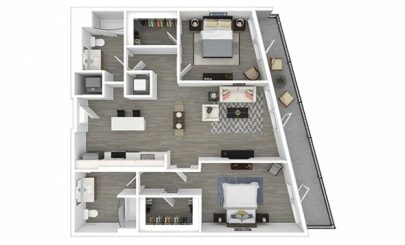 Floor plan North Bay, 2 beds · 2 baths · 1,191 sf
