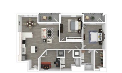 Floor plan Park, 2 beds · 2 baths · 1,344 sf
