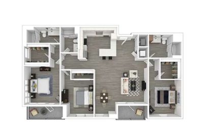 Floor plan Star Island, 3 beds · 3 baths · 1,736 to 1,821 sf