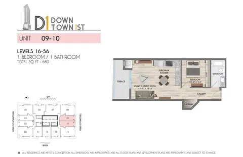 Floor plan 1BR 680SF - Units 09/10, 1 bed · 680 sf